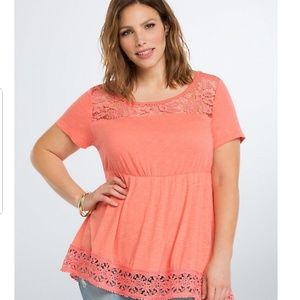 Torrid crochet babydoll top